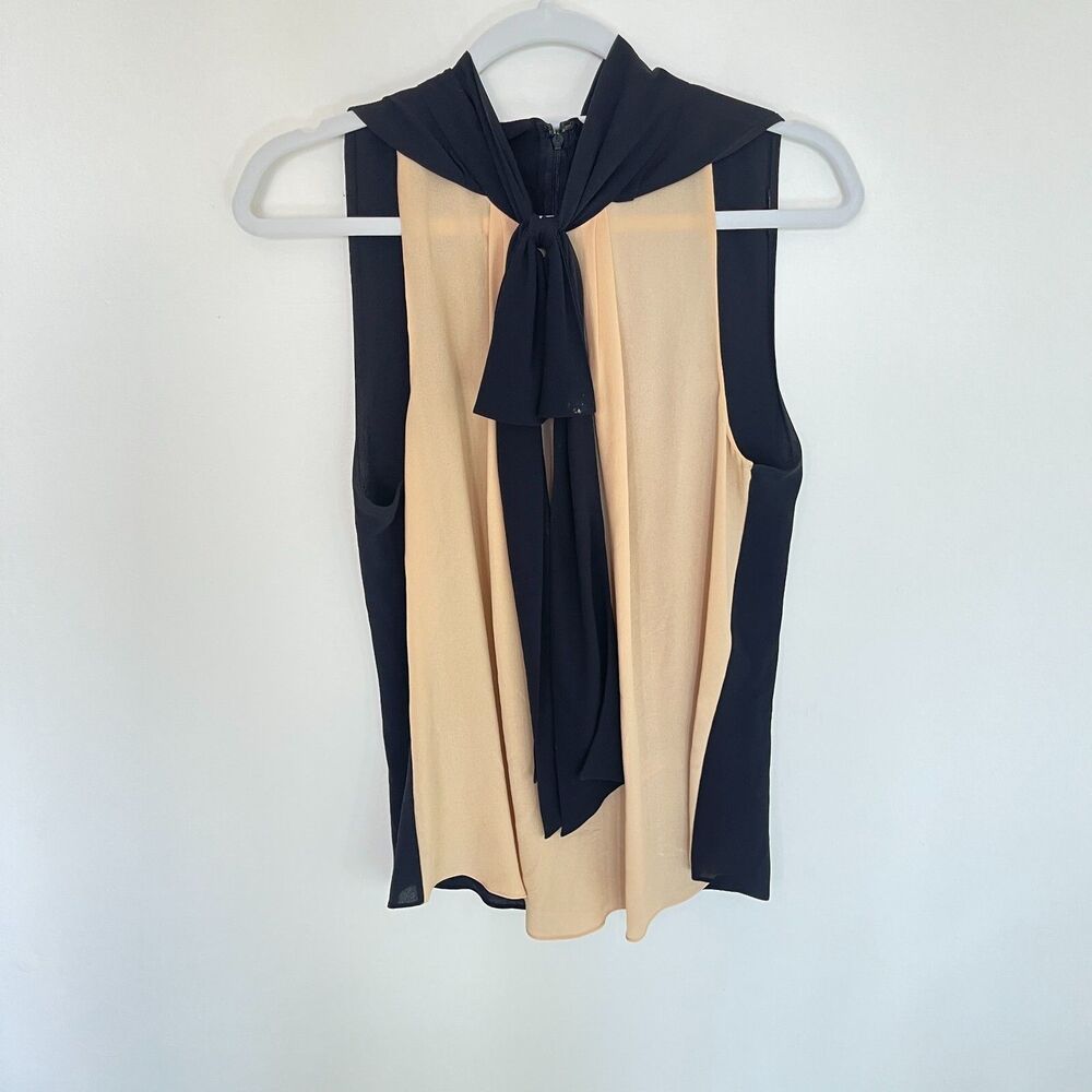Michael Kors 2013 Black Nude Pink Top with bow 100% silk